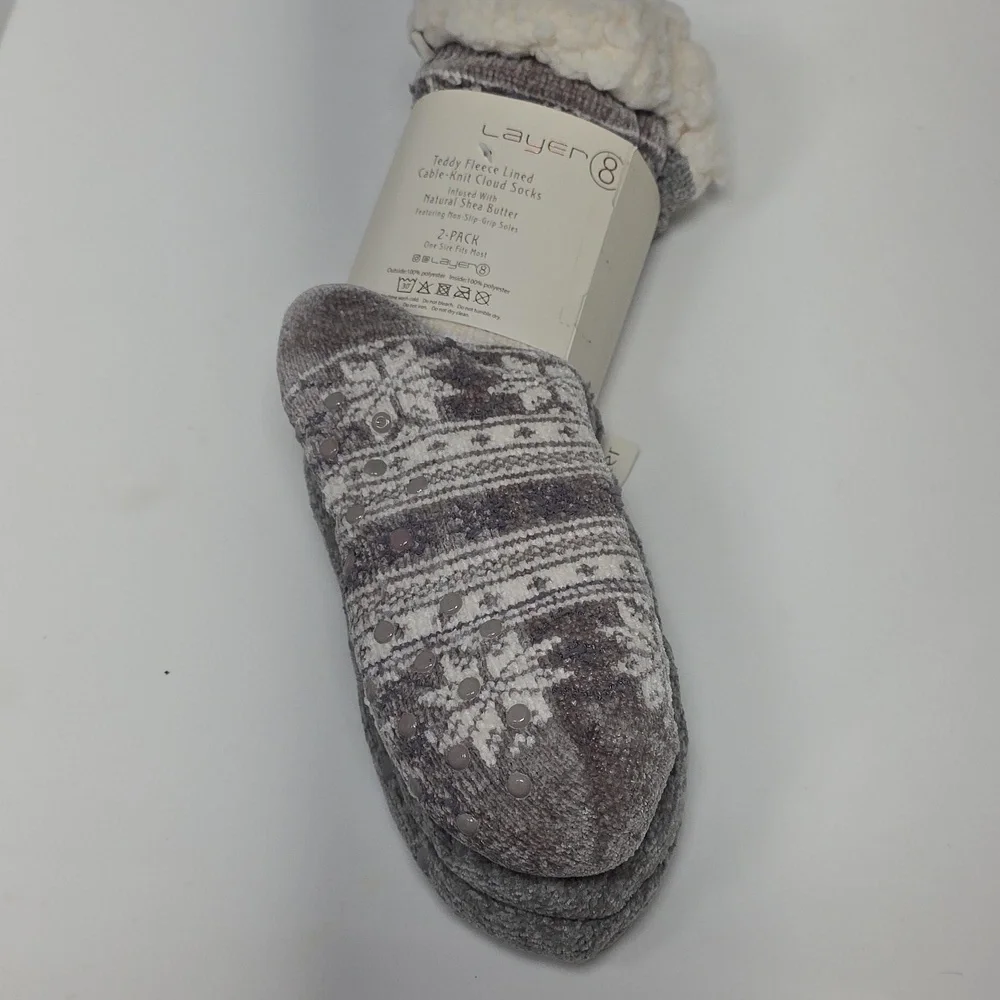 Teddy Fleece Lined‎ Cable-Knit Cloud Socks